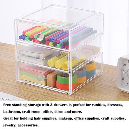 Makeup Organiser Storage Box, Acrylic Cosmetic Storage Case Jewelry Display Drawer Caddy for Sunglasses Jewelry Vanity Kitchen Cabinet Bathroom