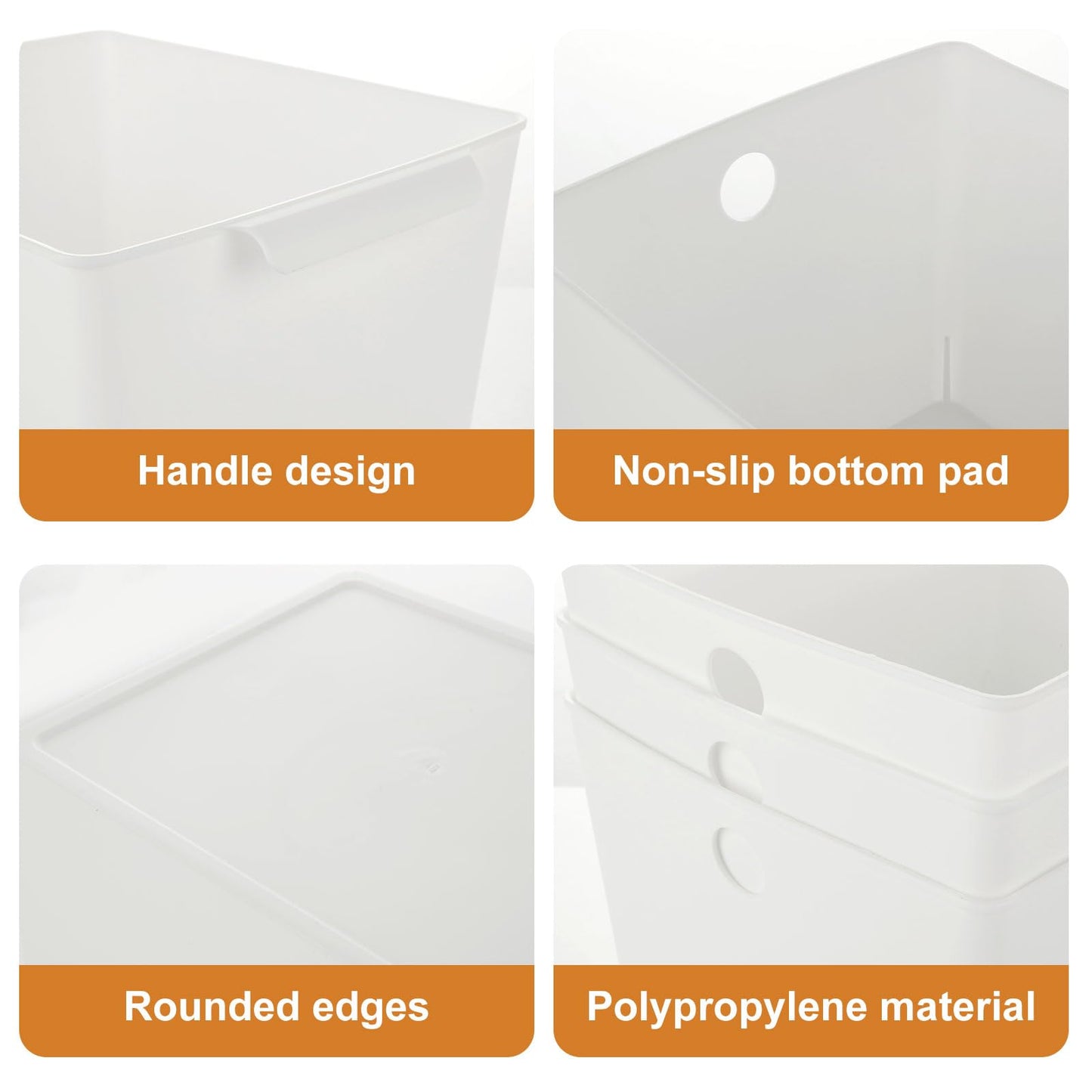 ASelected 4Pcs Plastic Storage Boxes With Handle White Box 26X19X15Cm Cupboard Storage Boxes Plastic Storage Basket Kitchen Cupboard Home And