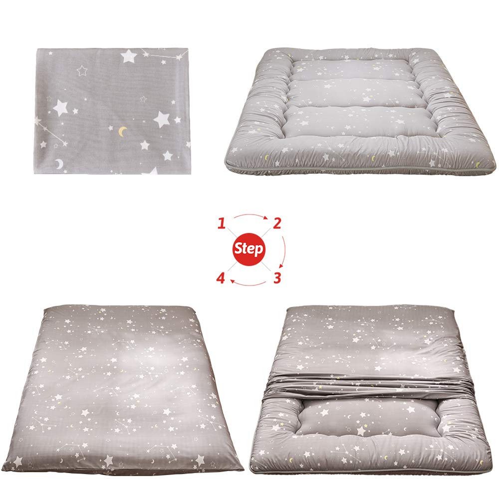 MAXYOYO Japanese Floor Futon Mattress, Thicken Tatami Mat Sleeping Pad Foldable Roll Up Mattress Dormitory Mattress Pad Floor Lounger Pillow Bed