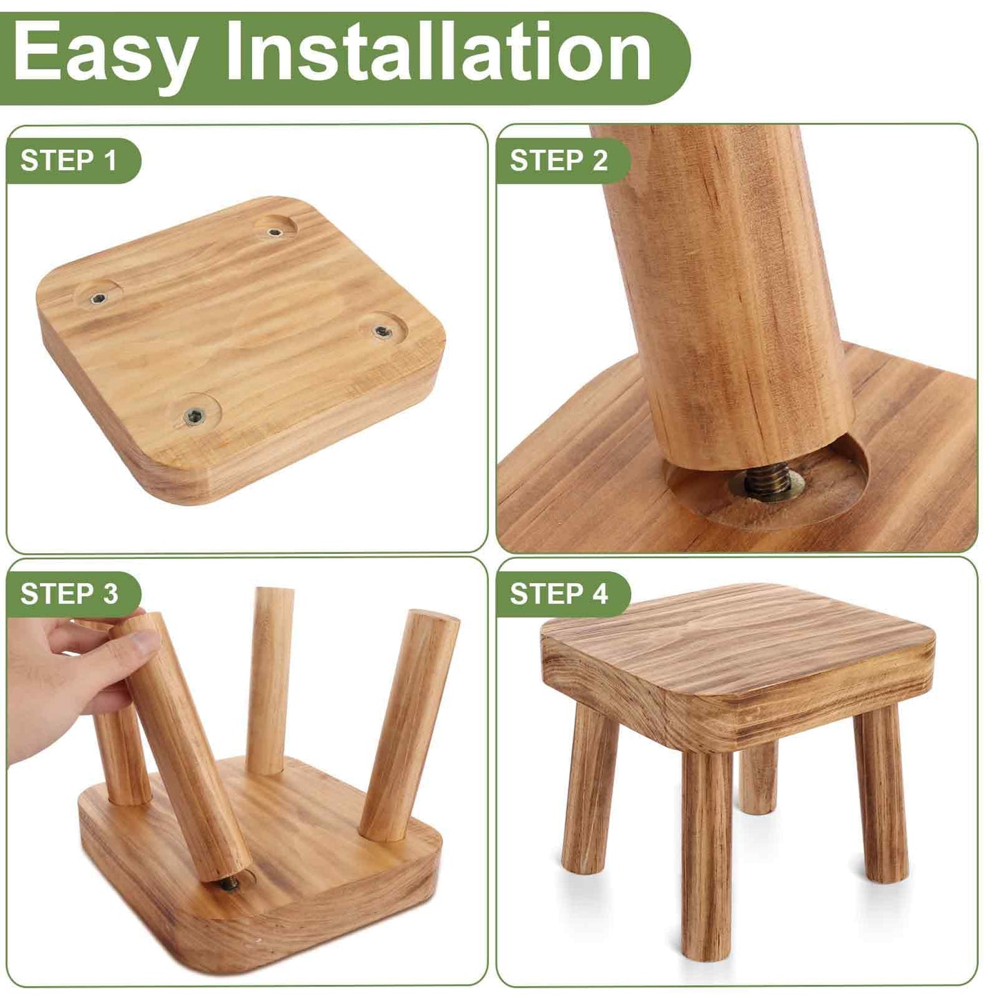 DAJAVE Small Wooden Stool, Plant Table Plant Stool Wooden Milking Stools Indoor Step Stools for Kids Small Side Table for House Plants