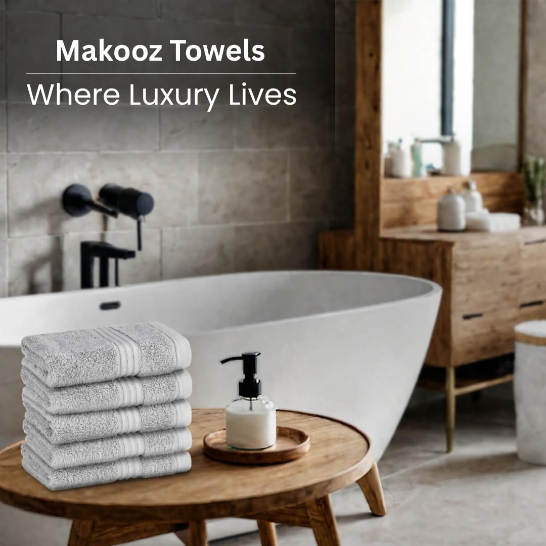 Makooz Luxurious Bamboo Face Flannels Pack of 6-700 GSM Thick Bamboo Face Cloth Towel Set - Silky Soft, Absorbent, Quick Dry Wash Cloth