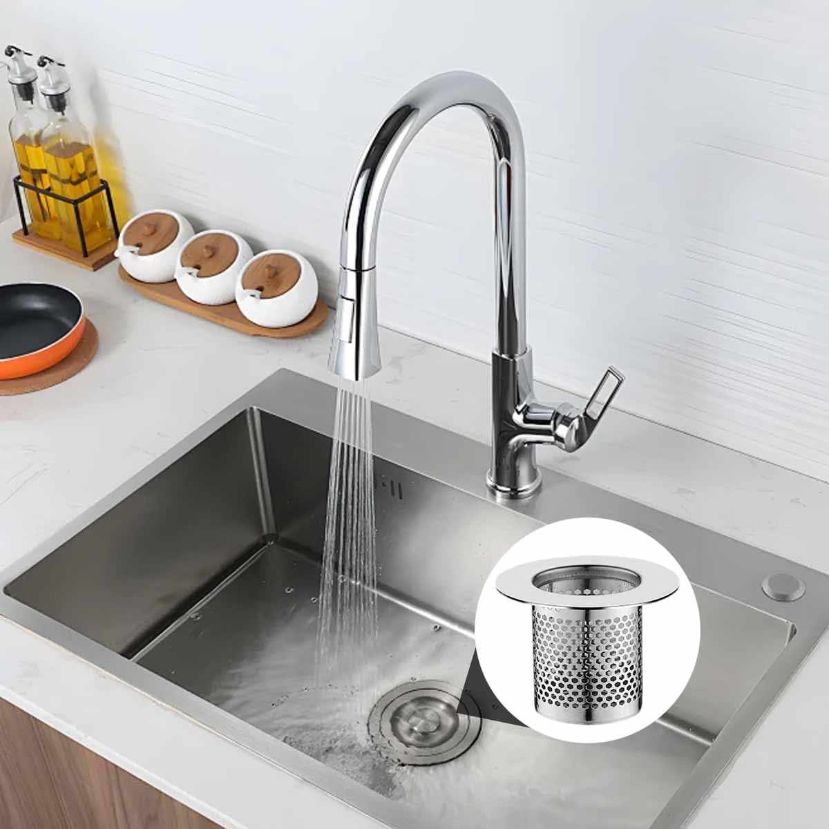 6 PCS Hair Catcher Shower Drain Cover Sink Strainer Stainless Steel Bathroom Drain Strainers Long Cylinder Tub Mesh Strainer Slop Sink Broken Hair