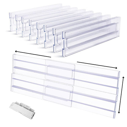 Lyfelights 8 Pack Drawer Dividers – Stackable, Adjustable & Expandable Organisers 12.2–21.4" for Deep Drawers – Clothes, Baby Items, Makeup