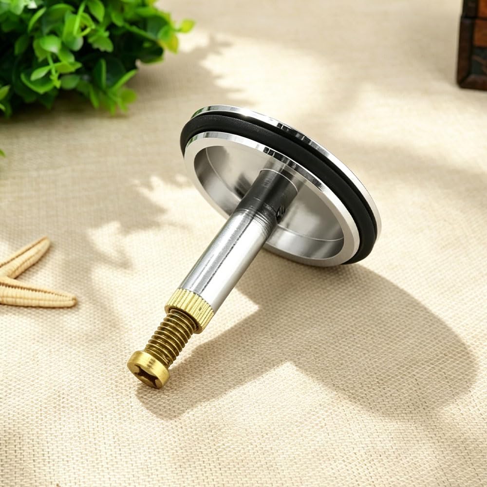 Vaniika Adjustable BathPlug, Screw 43mm Cover Pop-Up Bathtub Chock Plug 8mm Pole, Bath Tub Heavy Duty Brass Chrome Bathtub for UK Standard Bathtub