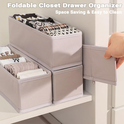 MURRI&MURRDI Mini Foldable Clothes Drawer Divider 6 Pack, Fabric Underwear Drawer Organizer, Small Wardrobe Sock Box