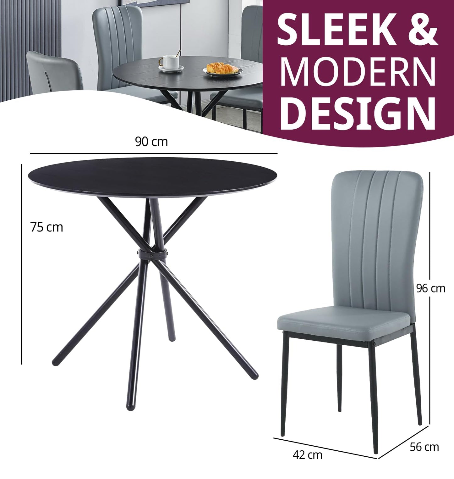 Hallowood Furniture Cullompton Small Round Dining Table and Chairs Set 4