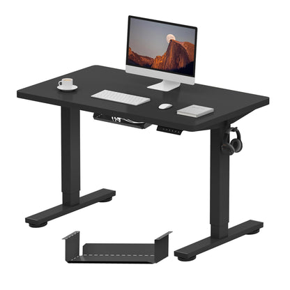 FlexiSpot E1 Plus ONE PIECE Electric Standing Desk Height Adjustable Sit Stand Desk with Memory Smart Panel100 * 60cm, Black Frame+Black Desktop