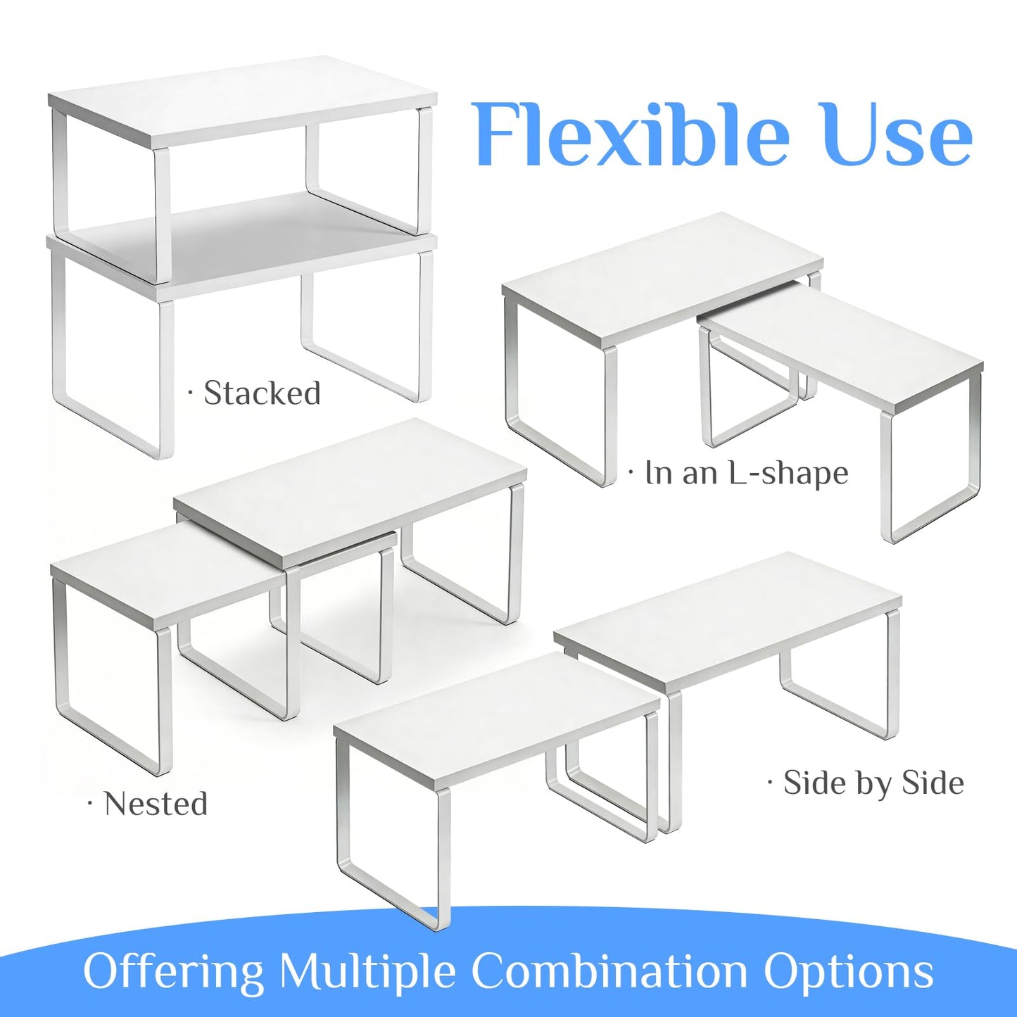 Gudui Kitchen Cupboard Shelf Organiser Counter Storage Organisation, White