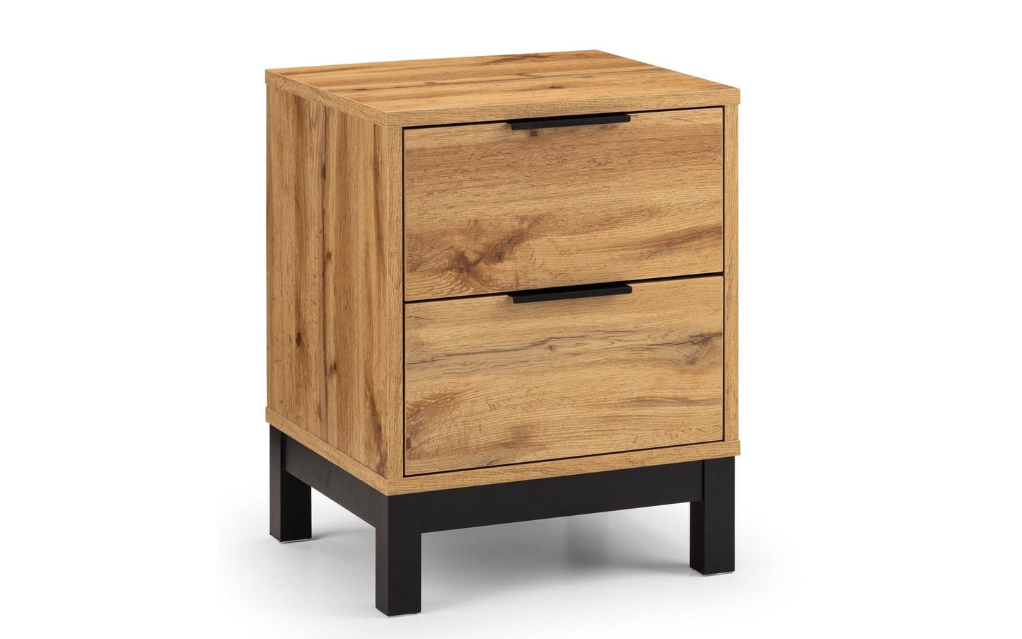 Julian Bowen Bali Bedside Table, 2 Drawer, Oak Effect - H57.5 x W45 x D40cm