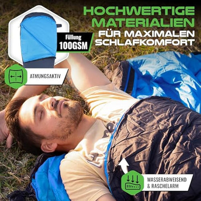 MOUNTREX® sleeping bag – Ultra Light (720g) with Small Pack Size - Outdoor Summer Sleeping Bag - Mummy Shape (205x75cm) - Compact, Warm, Lightweight - for Camping, Travel, Backpacking or Festivals