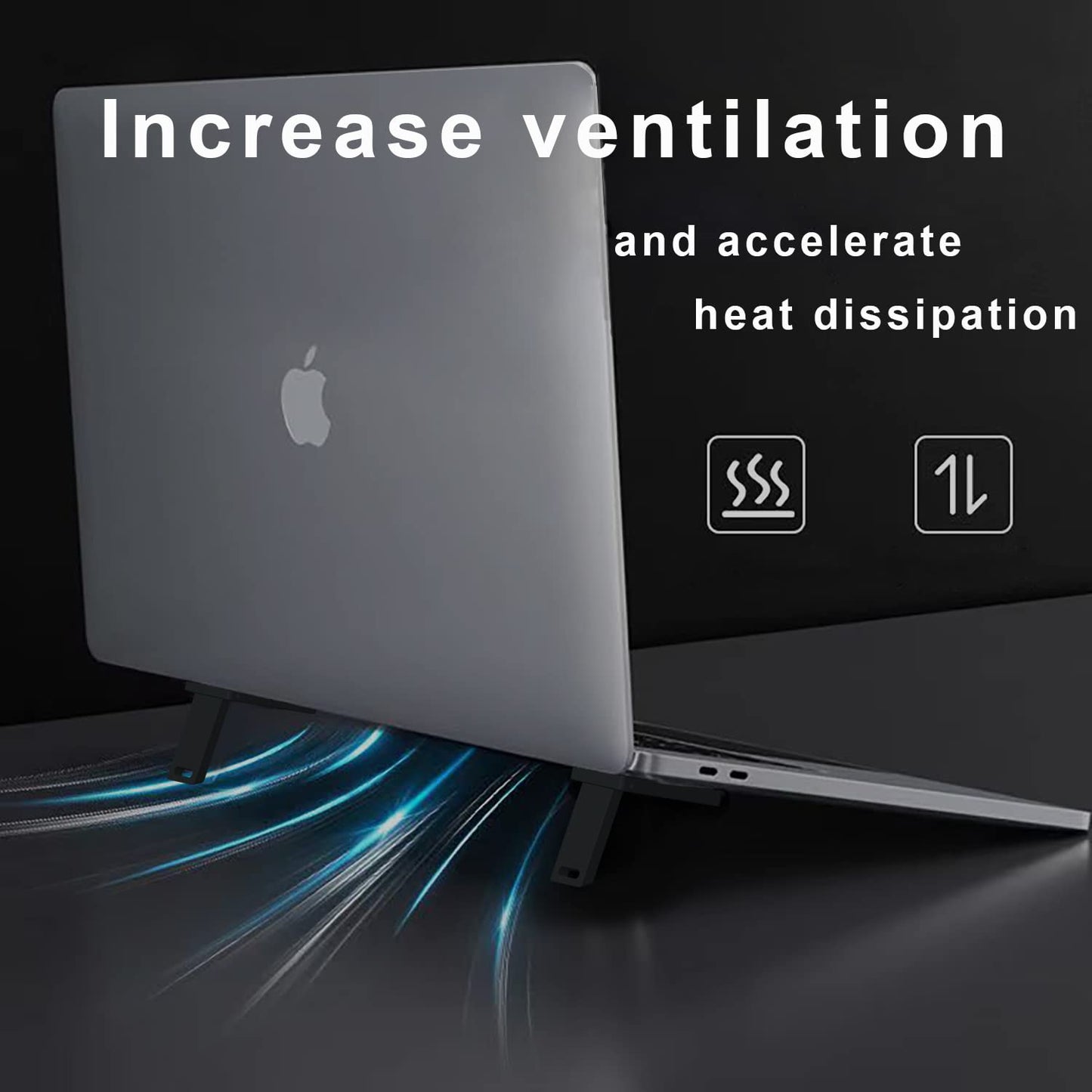 OYE 2 Mini Laptop Stand, Portable Notebook Holder with Cooling & Ergonomic Design for MacBook & Wireless Keyboard (Black)