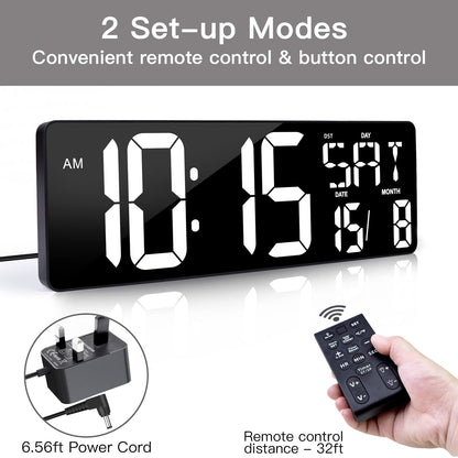 XREXS 16.5 Inch Digital Wall Clock Large Display, Auto-Dimming, Large Timer Clock, Large Digital Wall Clock for Home, Gym, Office and Classroom