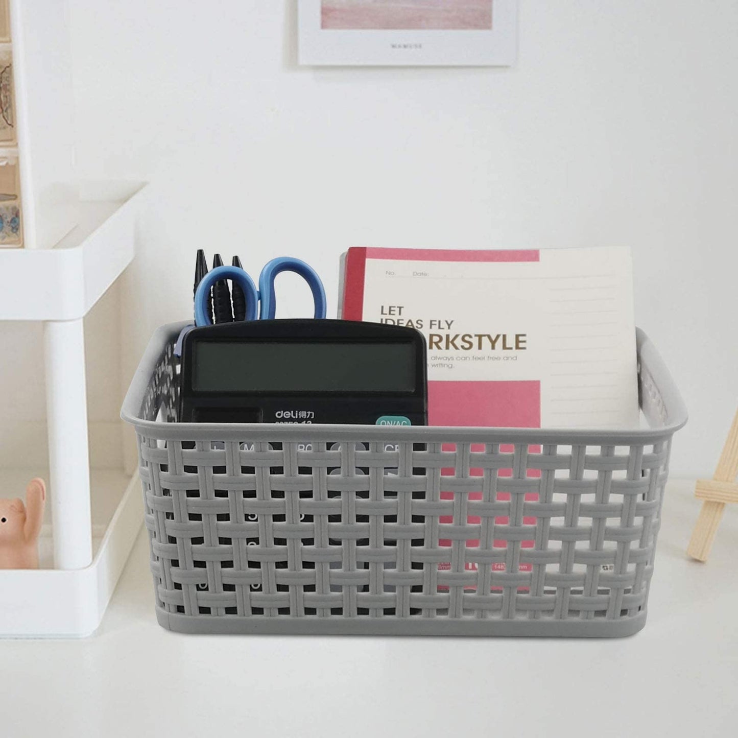 Leendines 6 Pack Plastic Weave Storage Basket, Small Kitchen Cupboard Baskets Set