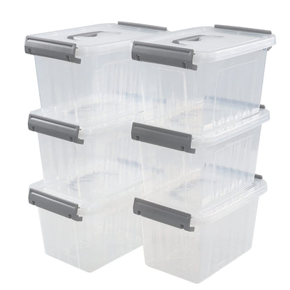 Jekiyo 6 Pack Plastic Storage Box with Lid, 3L Mini Clear Container Box