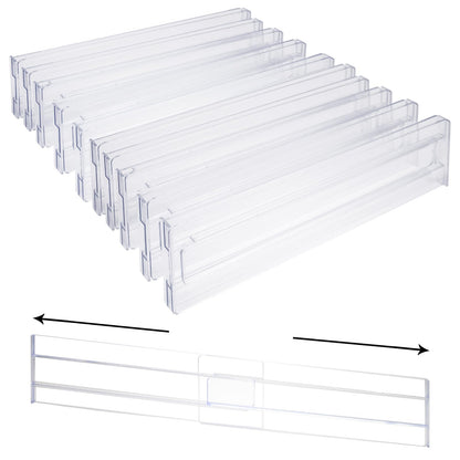 Laysthenic 10pcs Drawer Dividers for Clothes, Clear Plastic Drawers Separators, 3.15" High Expandable from 10.9"-20.8" Adjustable Drawer Organisers