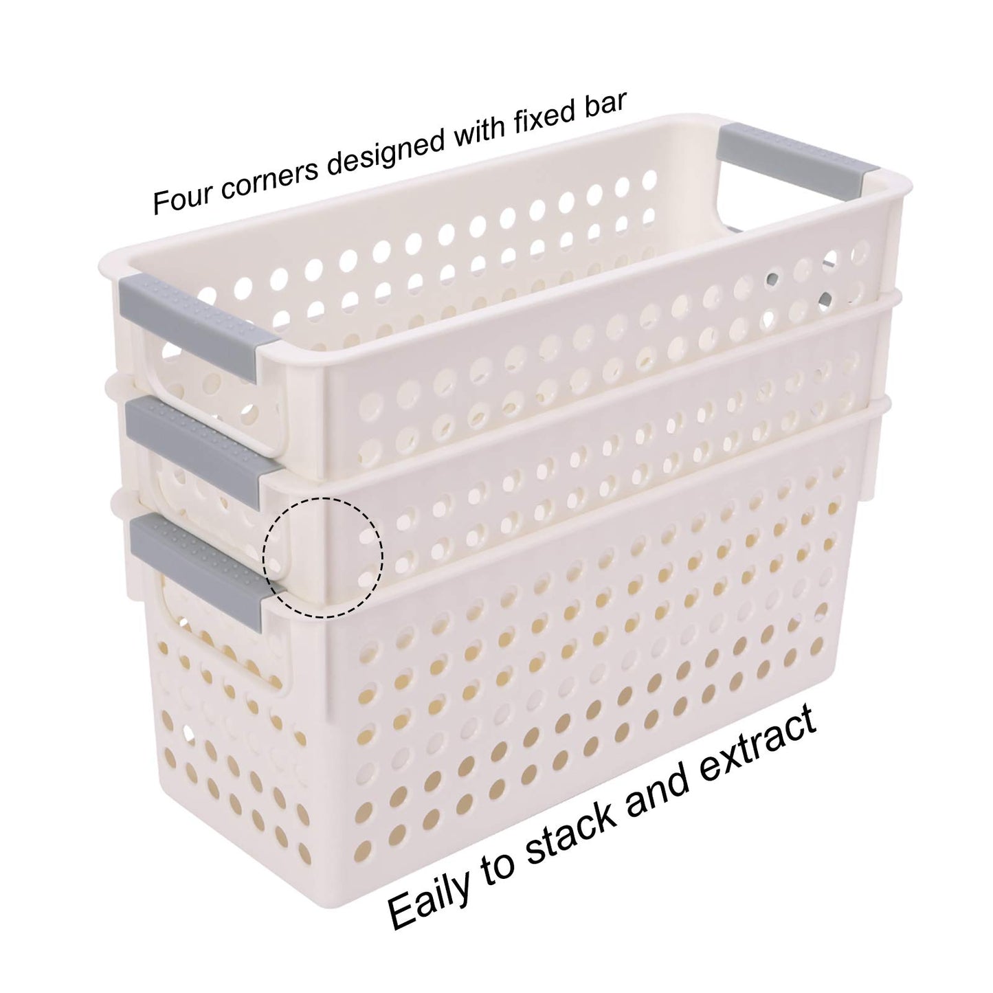 JAKAGO Small Plastic Storage Baskets Kitchen Cupboards Organiser Baskets