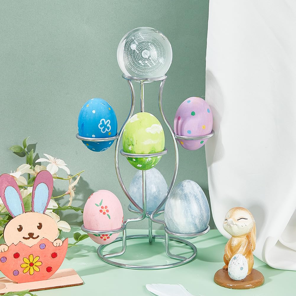 NBEADS Crystal Ball Holders, 7 Eggs Display Stand Platinum Iron Multi-Sphere Display Holder for Crystal Ball Sphere Globe Home Office Decor Ornament