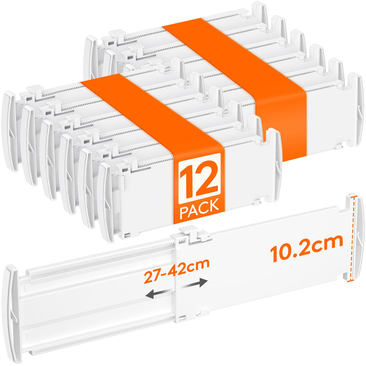 Lifewit 12 Pack 4" High Drawer Dividers 27-42cm/10.5-16.5" Adjustable Drawer Dividers for Clothes, Expandable Kitchen Drawer Dividers Organisers