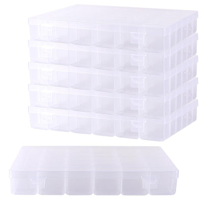 JIAYUET 6 Pack 36 Grids Clear Plastic Storage Box, Bead Storage Box with Adjustable Compartments for Jewellery, Beads, Craft, 27.4 x 17.5 x 4.4 cm