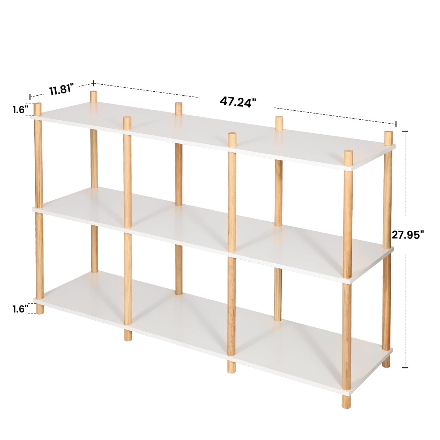 YGYQZ Bookcase, White Bookshelf 6 Cube Storage Unit, Display Unit Low Bookshelf Wide Open Shelves for Living Room