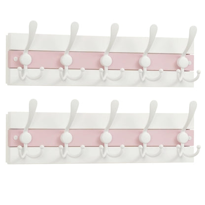 SKOLOO Coastal Wall Mounted Coat Rack-16.88" Beach House Entryway Wooden Coat Hook with 5 Hooks for Hanging Coats, Hats or Towels
