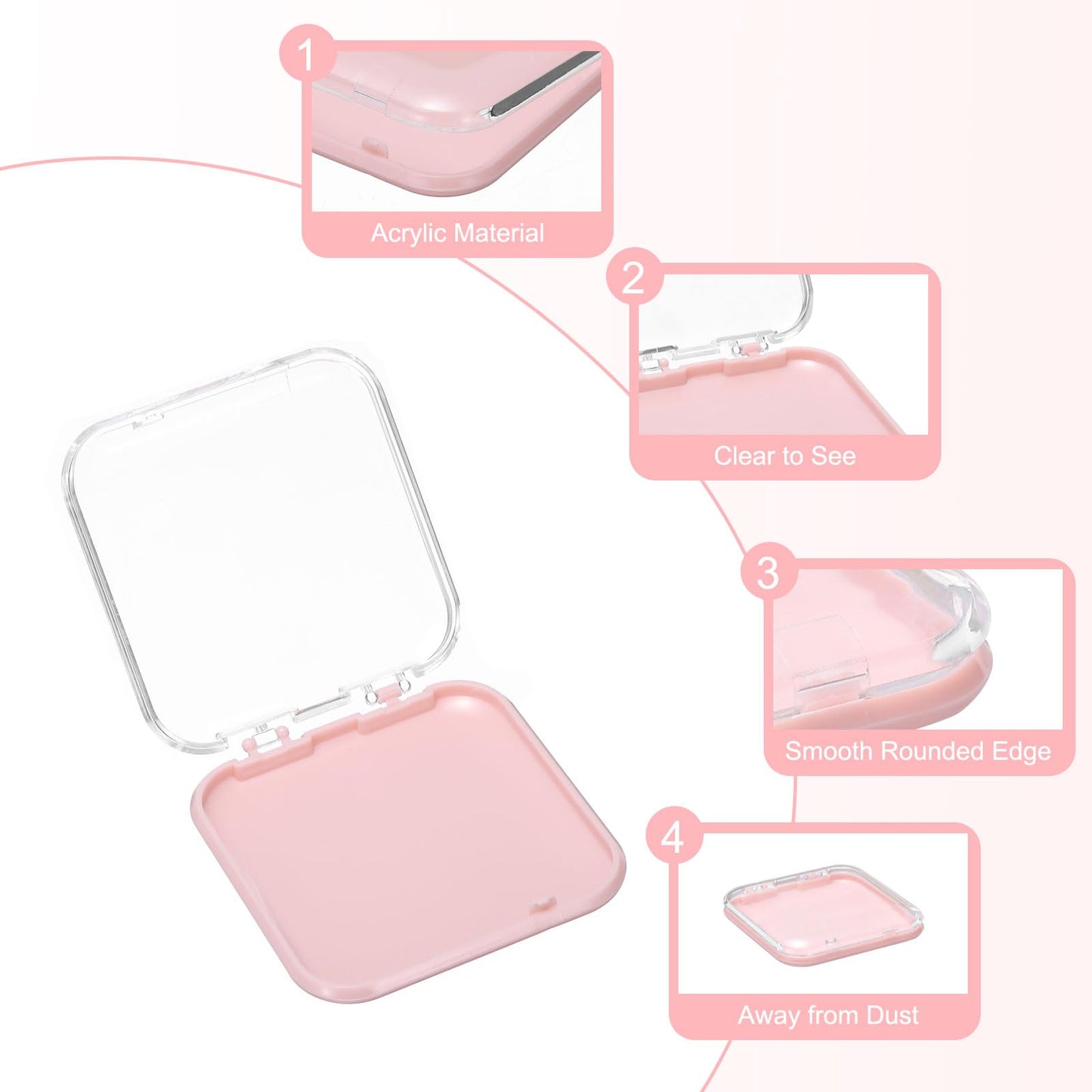 sourcing map 2 Pcs Press on Nail Storage Box with Adhesive Double Sided Tape, Acrylic Nail Display Box for Nail Salon Home Storage Supplies