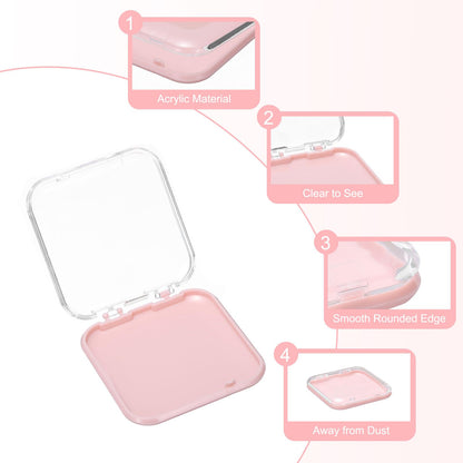 sourcing map 2 Pcs Press on Nail Storage Box with Adhesive Double Sided Tape, Acrylic Nail Display Box for Nail Salon Home Storage Supplies