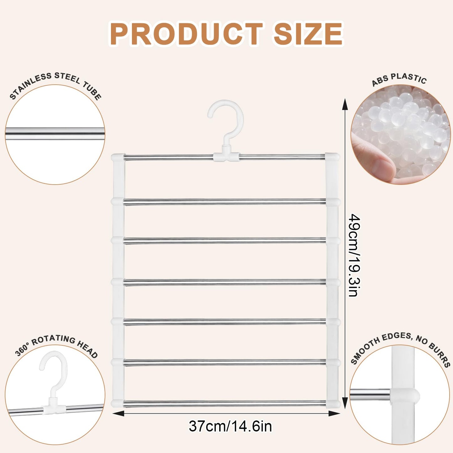 FitRepa 6 Pack Trouser Hangers Space Saving Multi-Layer Pants Hanger, Coat Hangers for Trousers Space Saving Hangers for Pants Jeans Scarf Towels