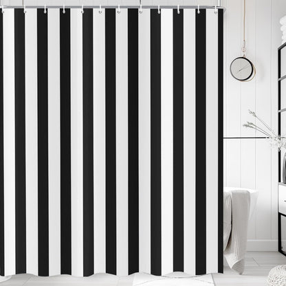 ASDCXZ Striped Shower Curtain 180x200 cm, Modern Minimalist Japanese Style Black White Vertical Stripes Waterproof Bath Curtain Polyester Textile