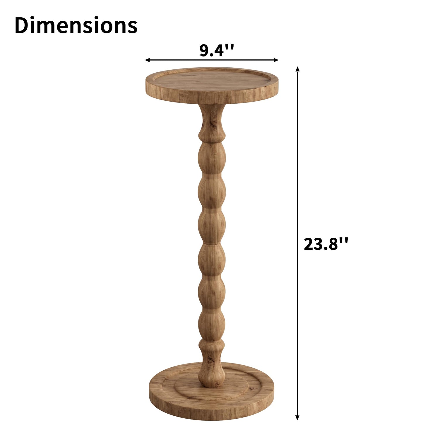 Wooden Round Side Table, Round Bar Table,Small End Table-Dunkle Holzfarbe