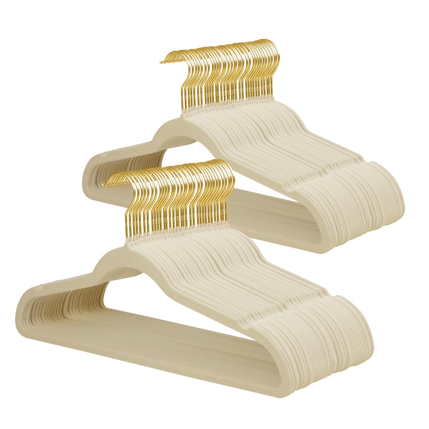 ManGotree Velvet Coat Hangers with 360° Swivel Gold Hook 66 Pack Beige