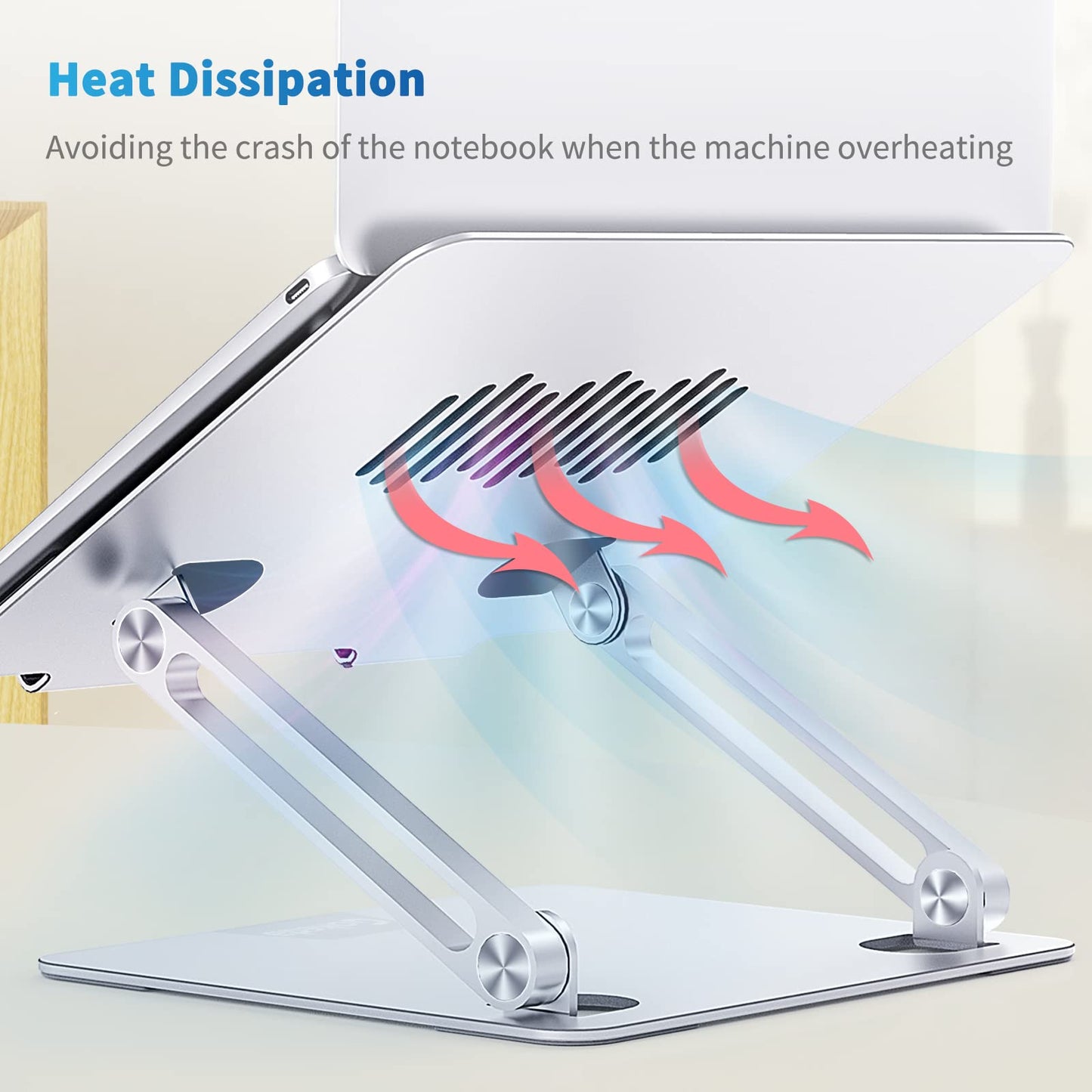 GOKEDA Laptop Stand, Ergonomic Aluminium Alloy Computer Stand for desk, Multi-Angle Adjustable Laptop Riser with Heat-Vent Compatible for Macbook