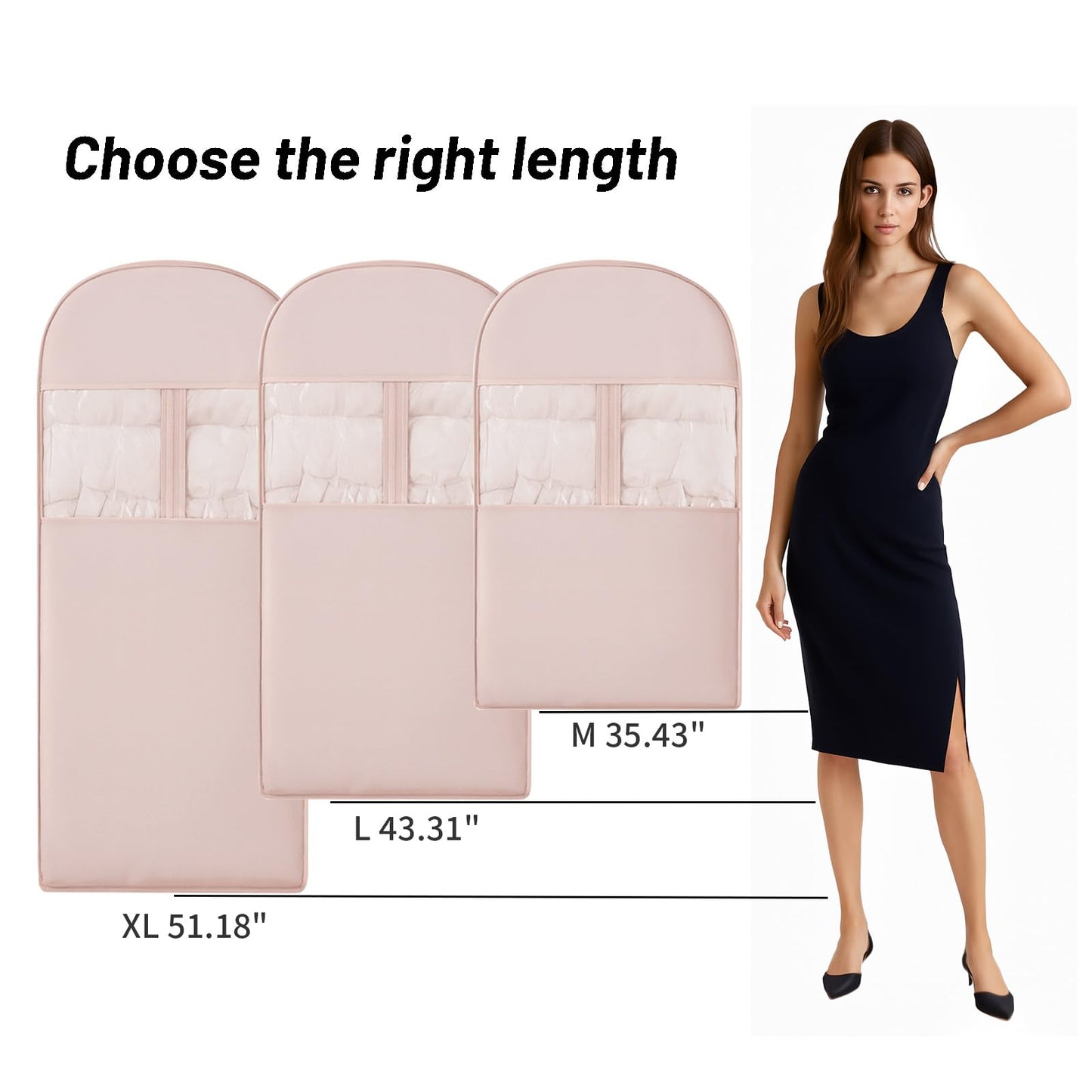 Space Saving Hanging Compression Garment Bag with Zipper for Closet Storage, Hanging Clothes Storage Bag, Garment Covers for Coats and Down Jackets