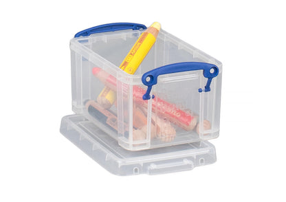 Really Useful Plastic Storage Box 0.7 Litre Clear Pack of 4
