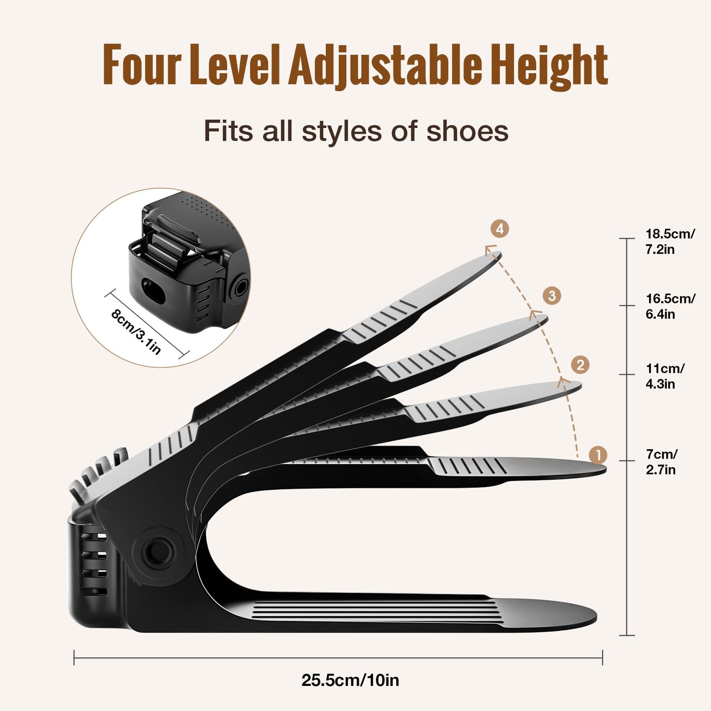 Neprock Shoe Storage Organizer, Adjustable Shoe Rack Shoes Slots Organizers Space Saver