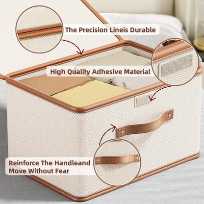 Siocok 2 Pack Storage Boxes with Lids, Collapsible Storage Box with Lid, Fabric Storage Boxes with Handles, 37x27x26cm, Bins for Organizing Home