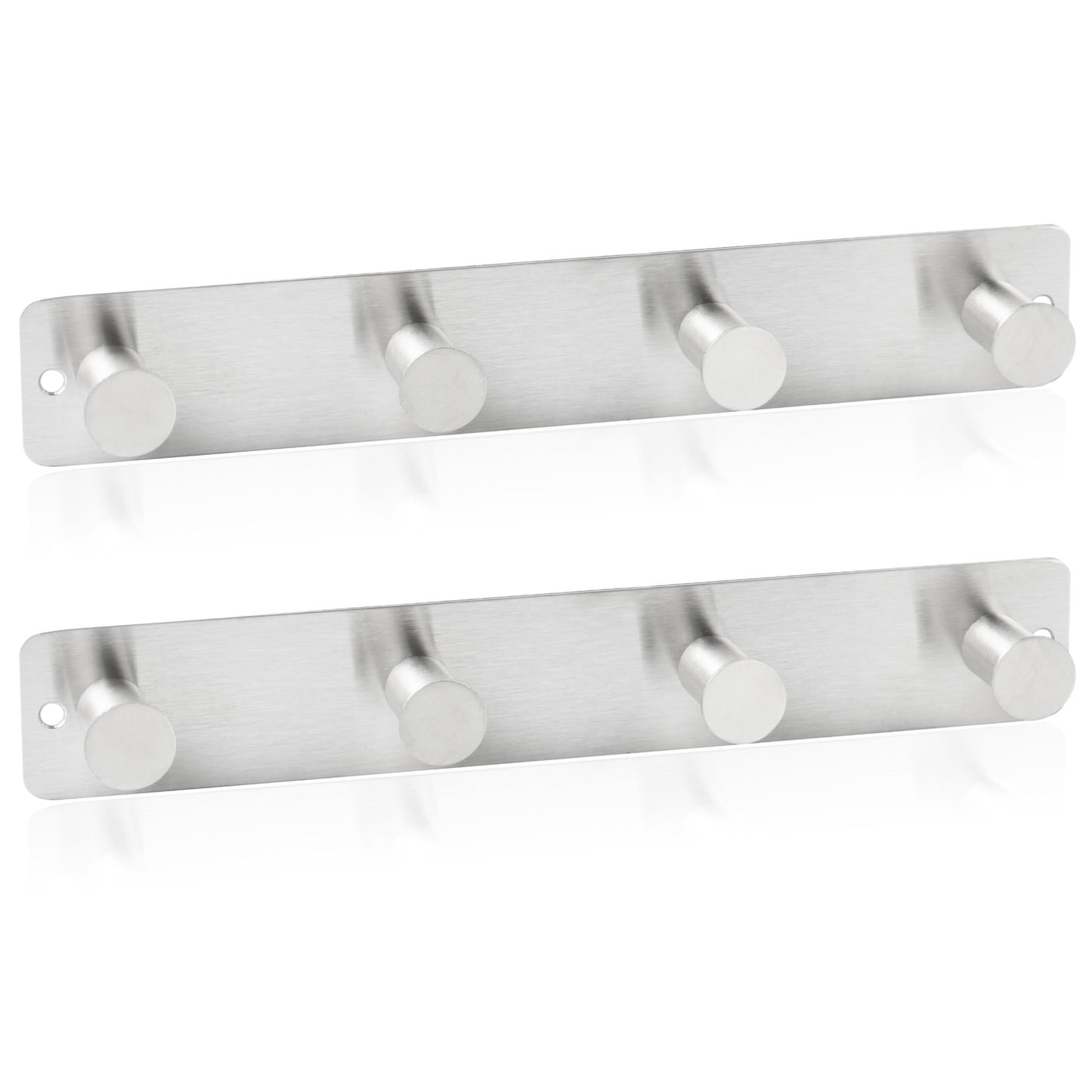 RICOO Heavy Duty Stainless Steel Wall Mounted Coat Hooks, MH025S-4x2, Elegant Hook Rack for Entryway, Kitchen, Bathroom, with 4 Durable Hooks, Silver