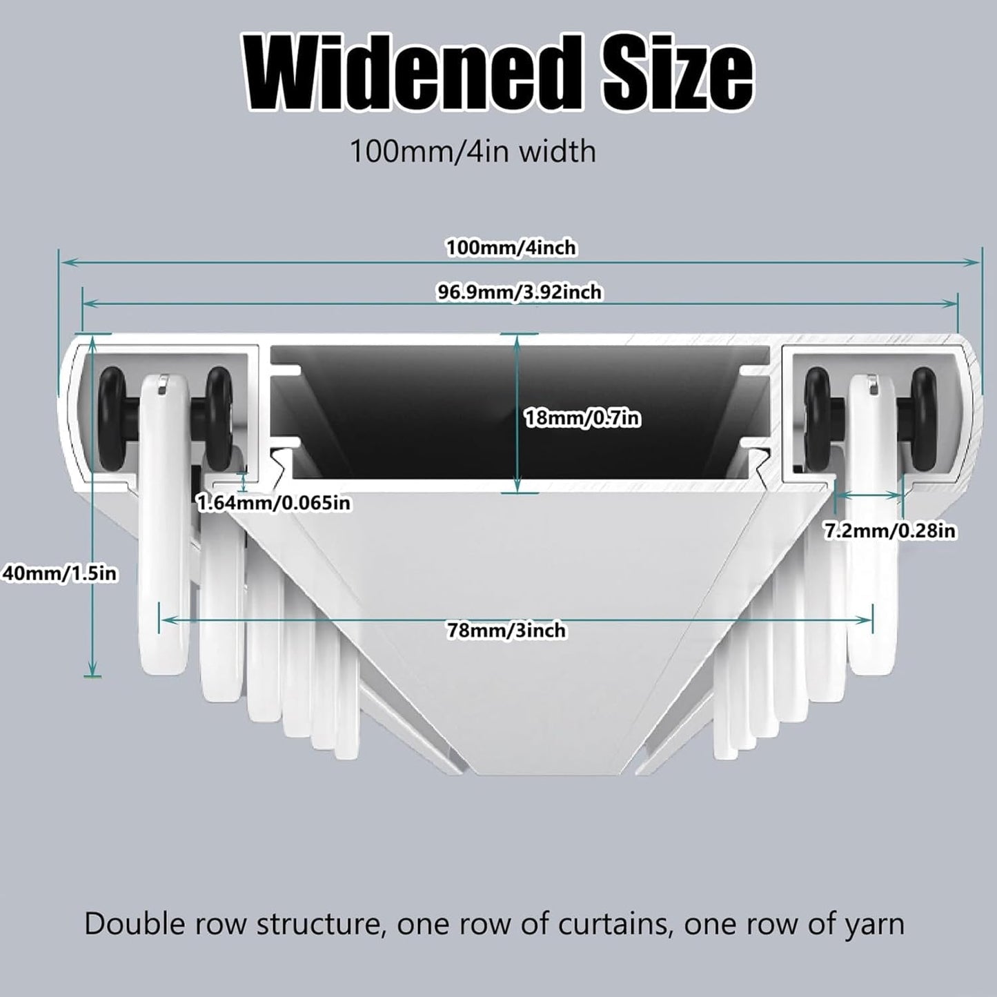 White Ceiling Mounted Curtain Track – Heavy Duty Double Track for Room Divider – Easy Install Ceiling Rail System (White-3M)