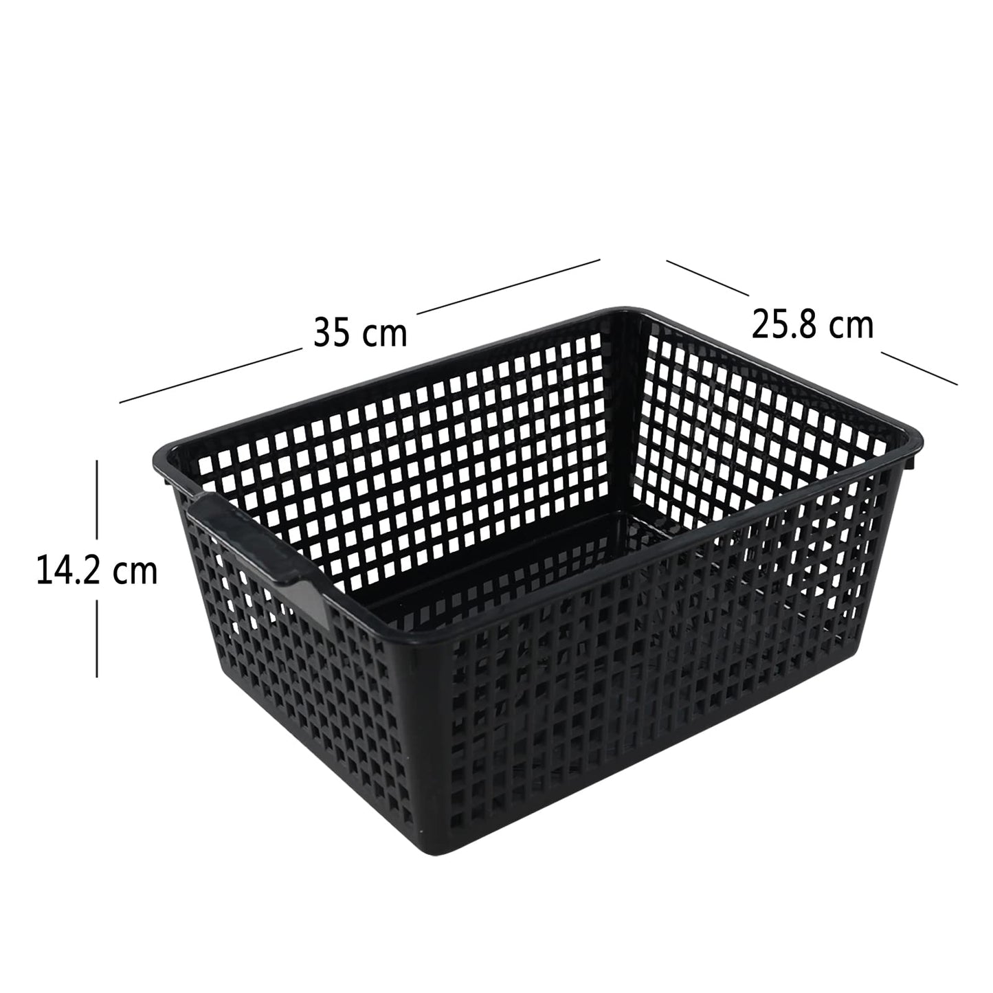 Joyeen Large Stroage Basket, Plastic Kitchen Cupboard Basket Box Set of 4 (Black)