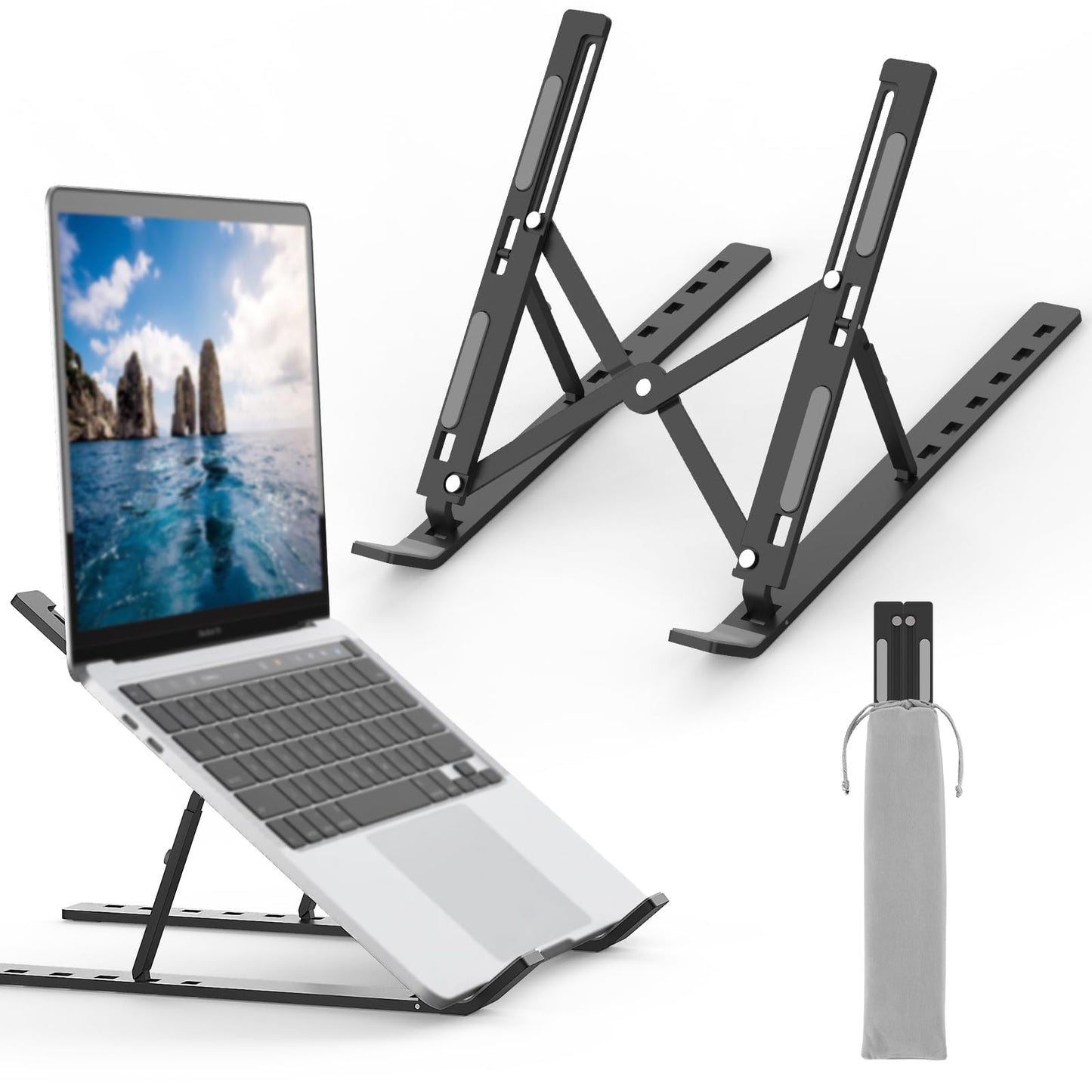 GRIFEMA Laptop Stand for Desk, Aluminum Laptop Riser 7-Angle Adjustable