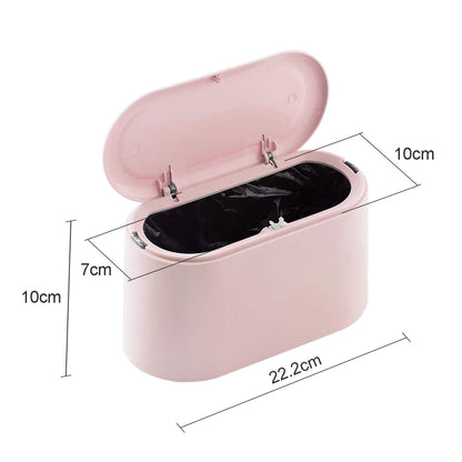 JEEZAO Office Desktop Paper Bin,Desk Trash Can with Lid, Mini Kids Table Waste Bin for Bedroom Bathroom,Storage Box for Pet Food