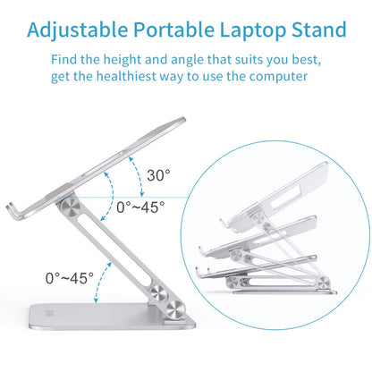 ONIVIB Laptop Computer Stand, Adjustable Tablet Holder Desk, Foldable Wide Compatible10-17 inches Computer Lapdesks, for MateBook Notebook-Silver