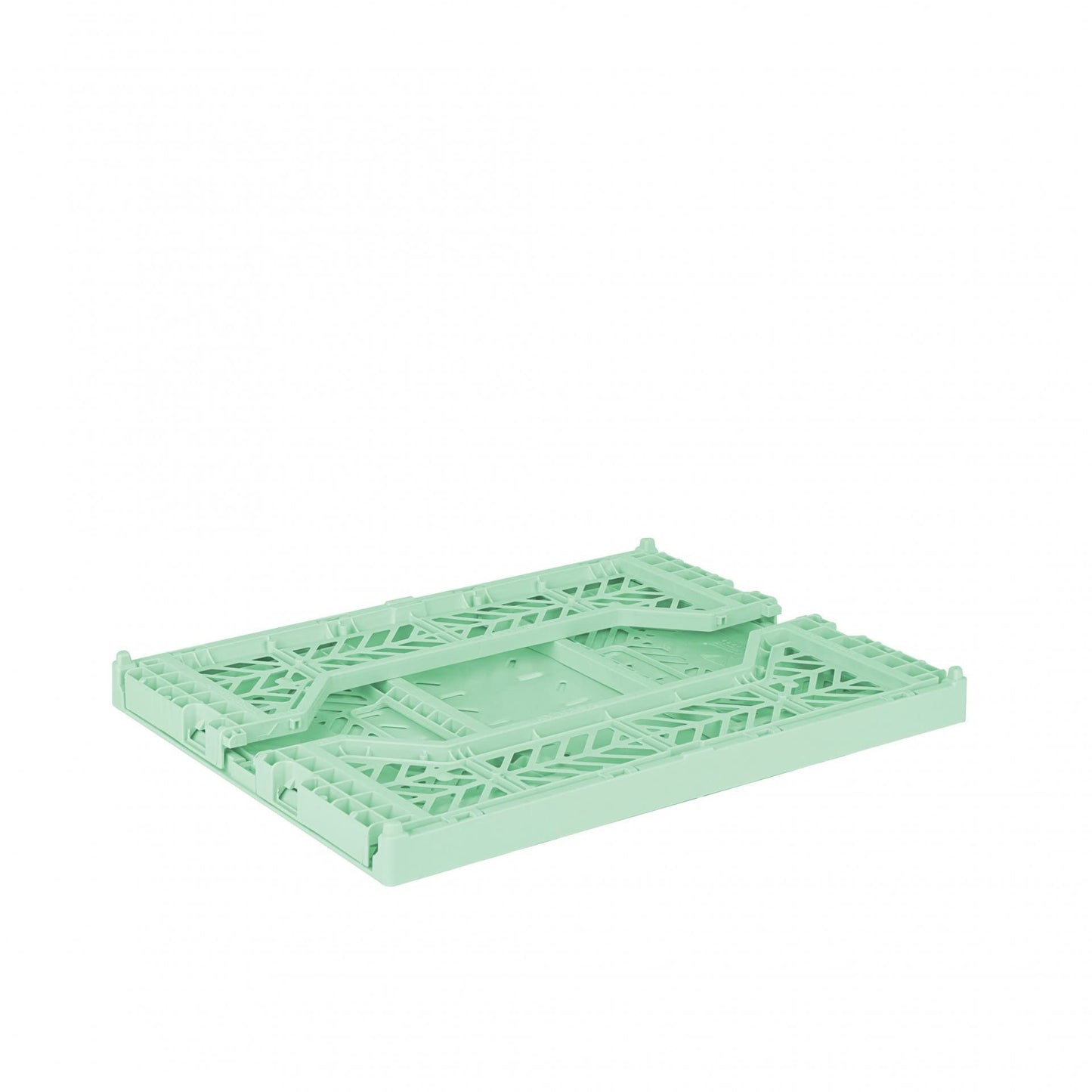 AYKASA Folding Crate, Sturdy Folding Box, Plastic, Stackable, Warm Mint, Midi (40 x 30 x 14 cm)