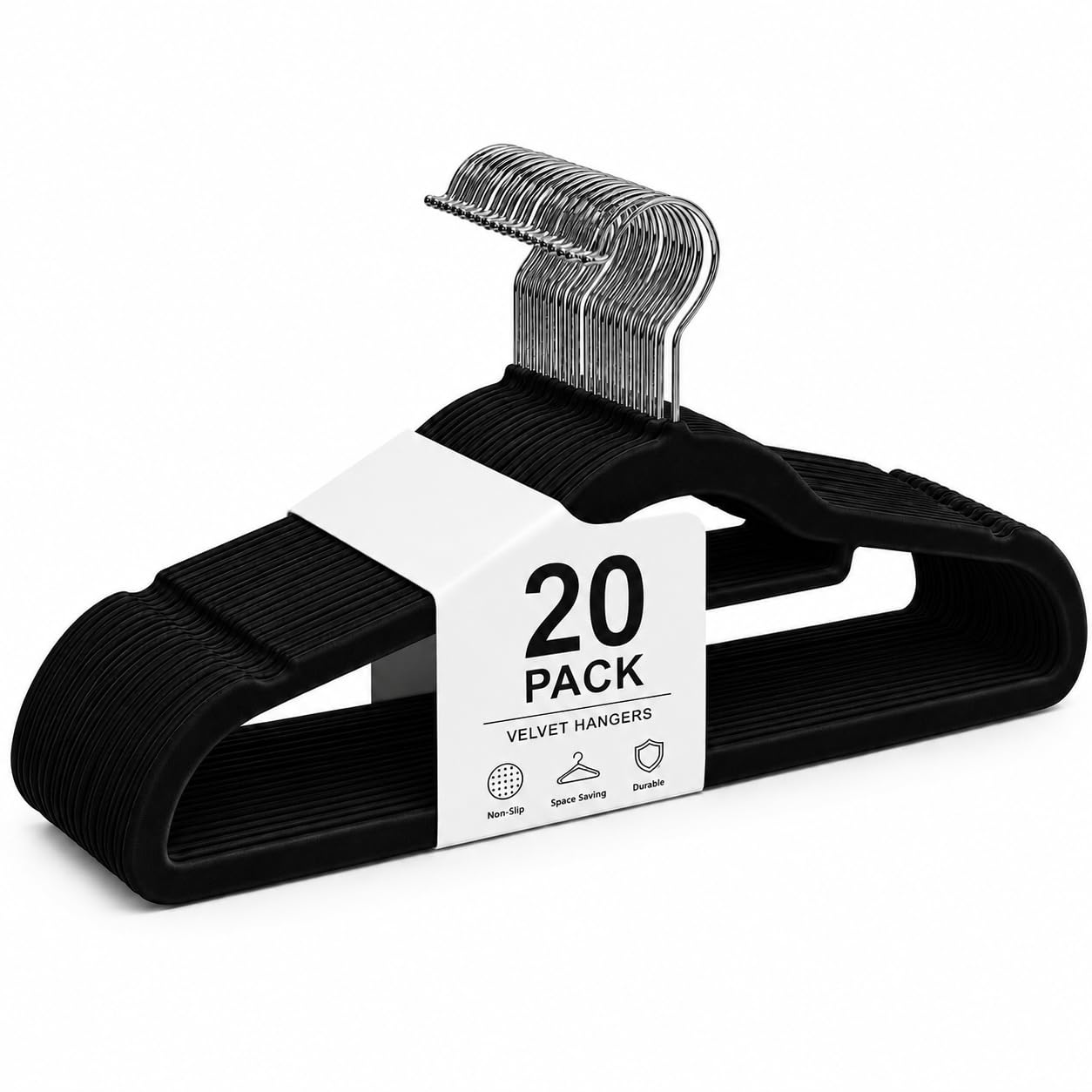 1ABOVE Premium Quality 20 pack Non-Slip Velvet Hangers (44cm) Heavy Duty Velvet Suit Hangers with Tie Bar, 360° Swivel Hooks – Space saving