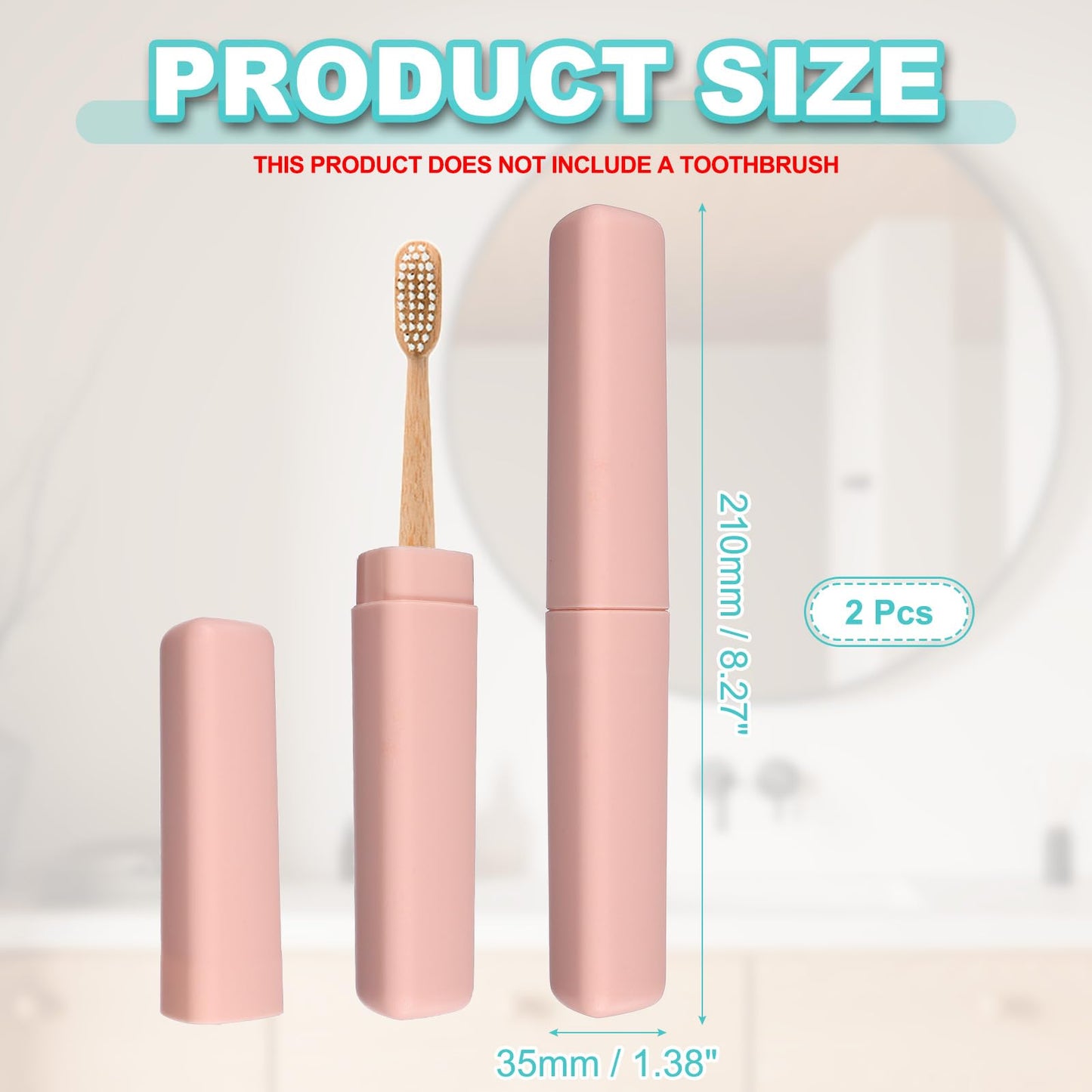 sourcing map 2Pcs Travel Toothbrush Case, 8.27 x 1.38" Portable Travel Toothbrush Holder, Plastic Toothpaste Container for Bathroom, Gym