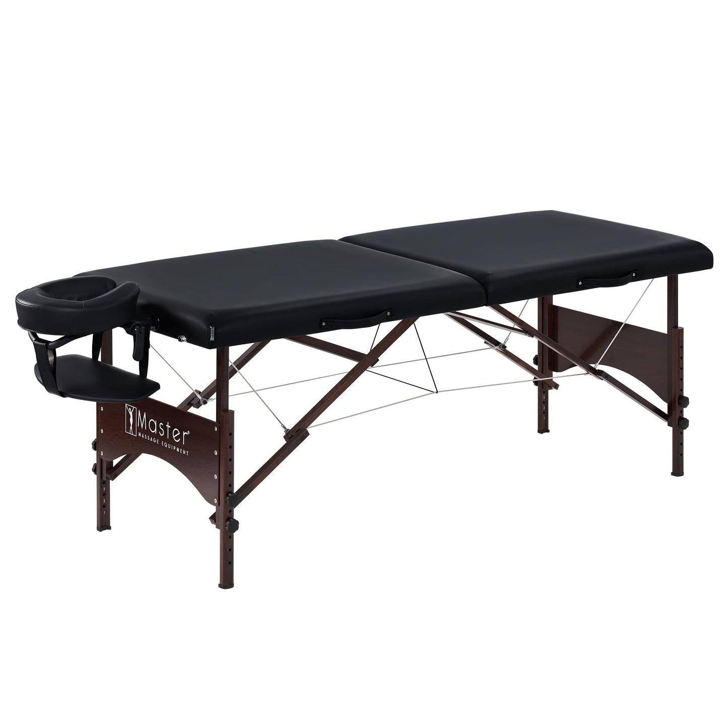 Master Massage 71 cm Argo Portable Massage Table in Black with Walnut Legs - Ideal for Spa Treatments, Tabletop Exercises, Beauty, Tattoo