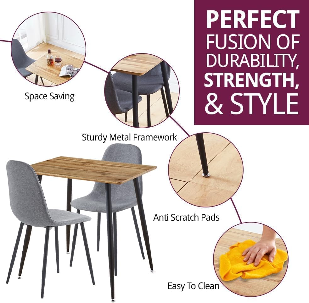 Hallowood Furniture Cullompton Small Wooden Dining Table and Chairs Set 2