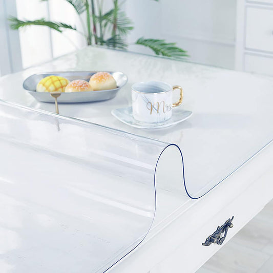 Nisorpa Clear Table Cover Protector,100 x 200cm Transparent PVC Table Cover Waterproof,2mm Easy to Cut Table Protectors for Dining Room Tables