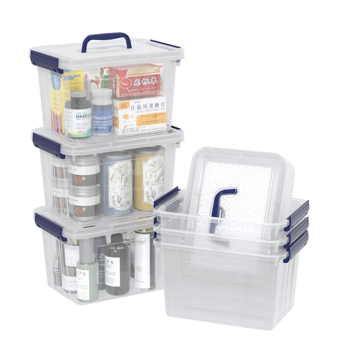 Bblina Clear Plastic Storage Box with Lid, 6L Storage Containers, 6 Pack