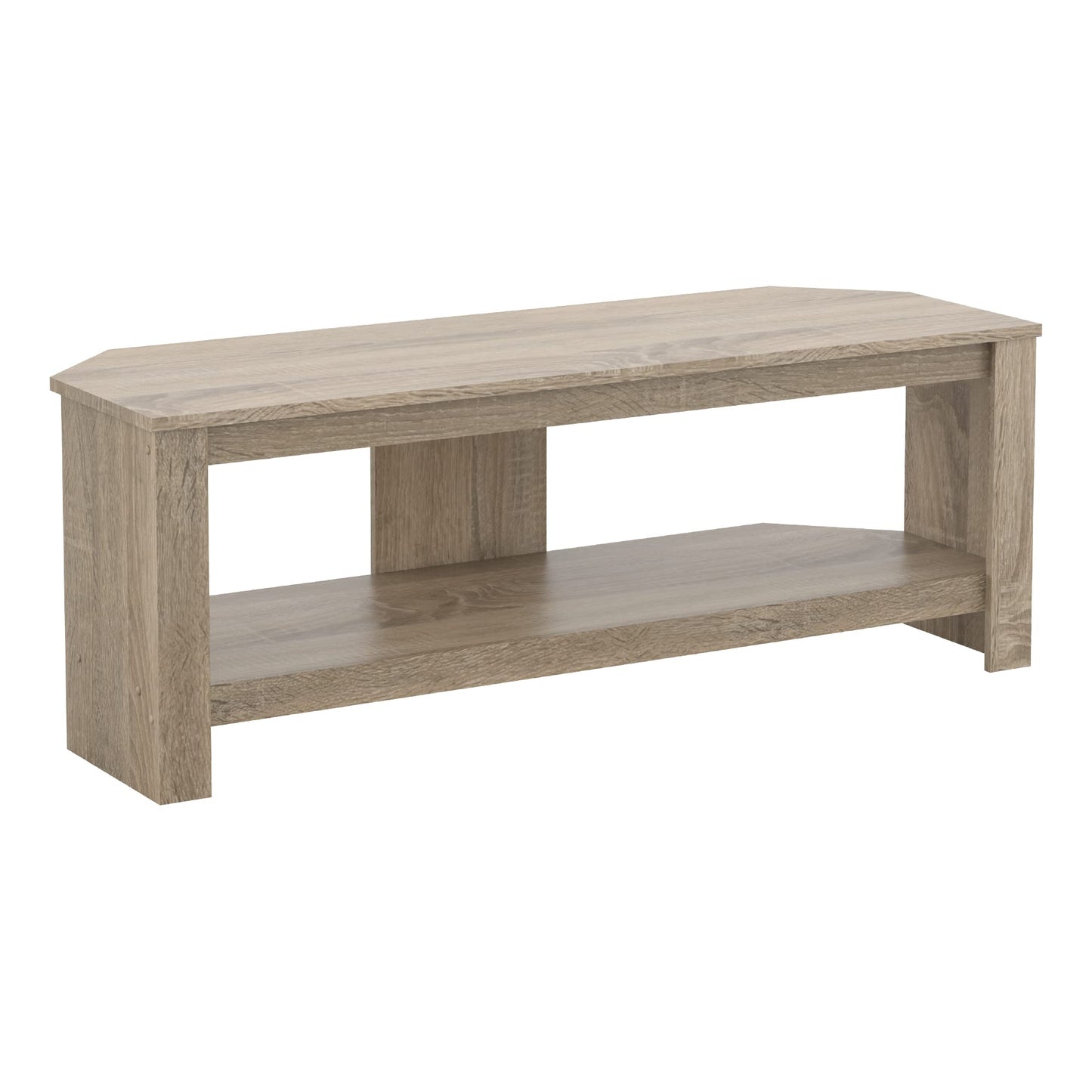 mahara Corner TV Stand - TV Floor Stand for Max 55" TV - Modern TV Stand for Max 40kg TV (Rustic Sawn Oak, Up to 55" - No Glass)
